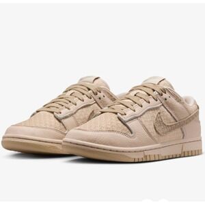 Nike Size 9.5 Dunk Low SE Women Beige Textile Leather Sneakers Shoes